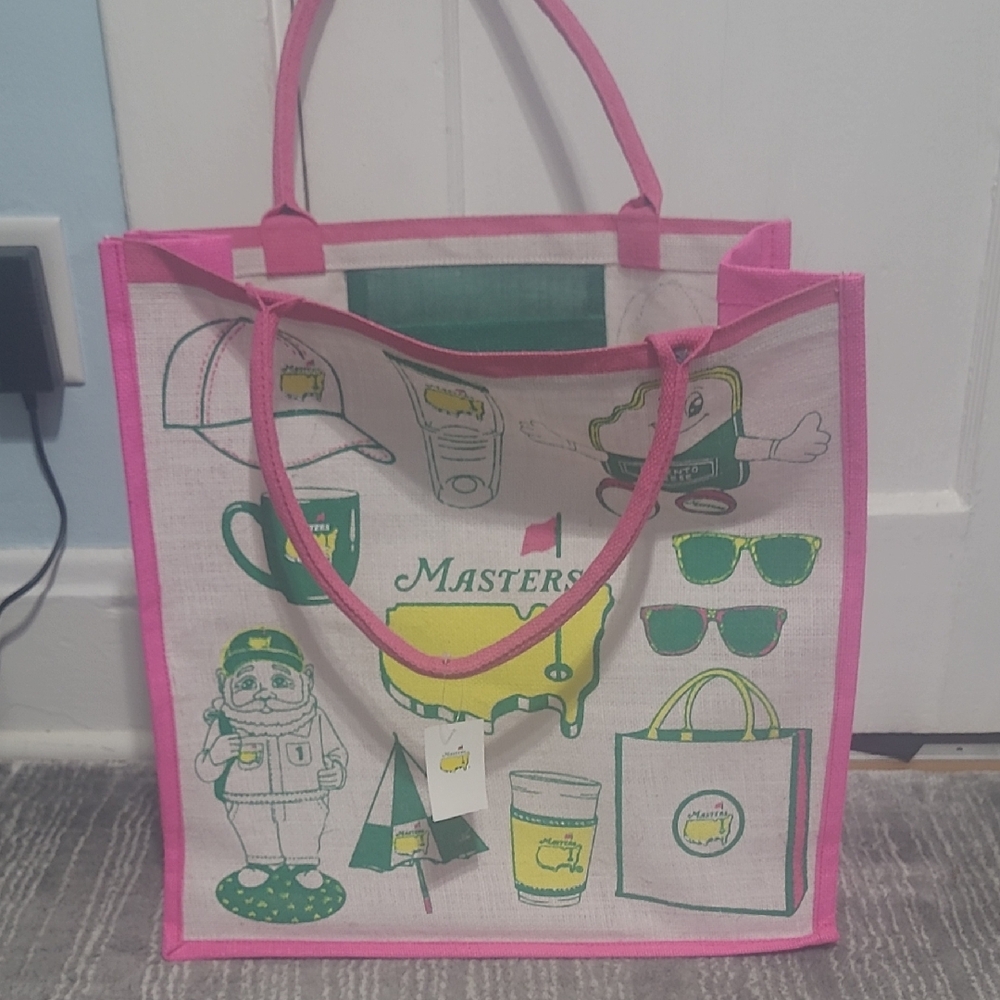 Masters Tournament Pink Trim Canvas Tote Bag